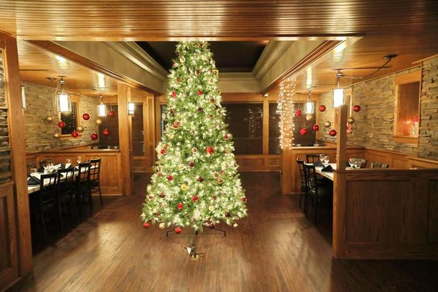 Christmas tree in the dining room at the Community Restaurant